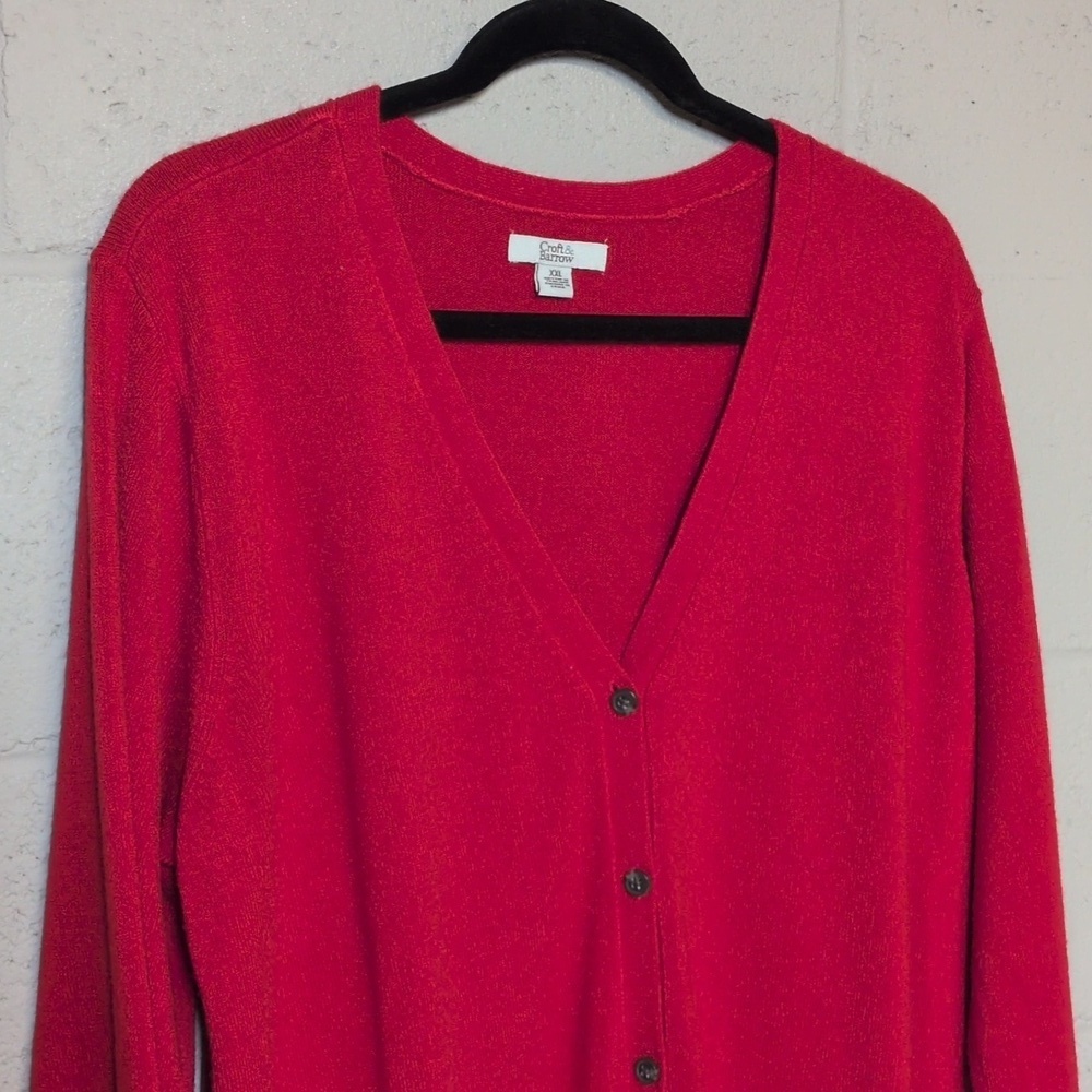 Women's Croft & Barrow Red Cardigan Sweater Size XXL, EUC - Picture 3 of 5